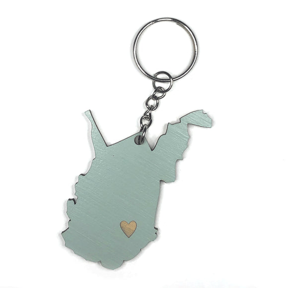 Photograph of Laser-engraved West Virginia Heart Keychain
