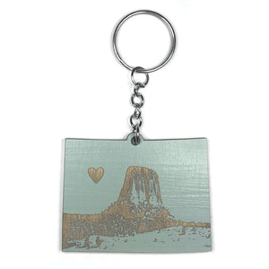 Photograph of Laser-engraved Wyoming Heart Keychain
