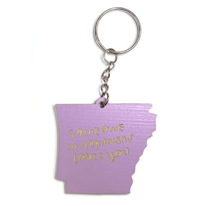 Photograph of Laser-engraved Someone in Arkansas Loves You Keychain