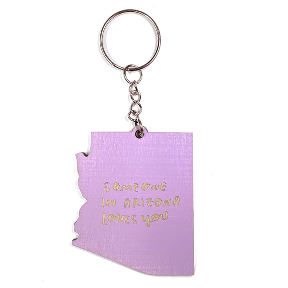 Photograph of Laser-engraved Someone in Arizona Loves You Keychain