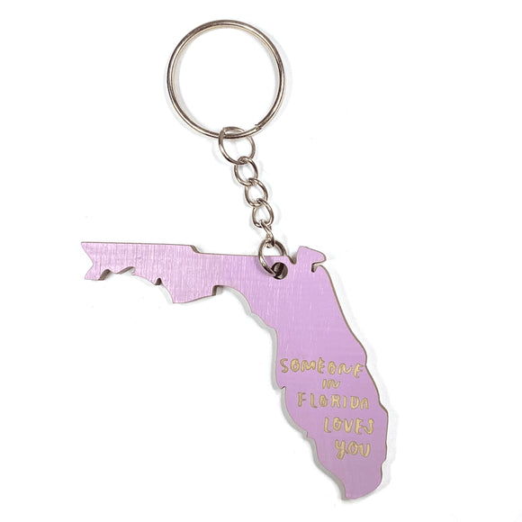 Photograph of Laser-engraved Someone in Florida Loves You Keychain