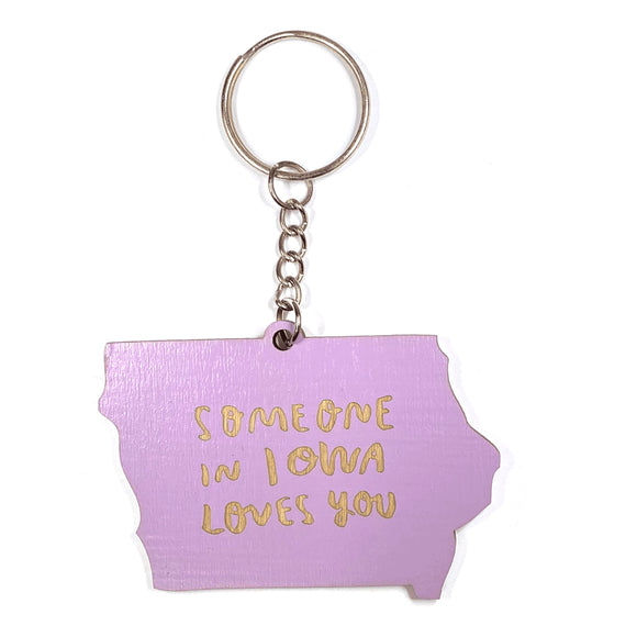 Photograph of Laser-engraved Someone in Iowa Loves You Keychain