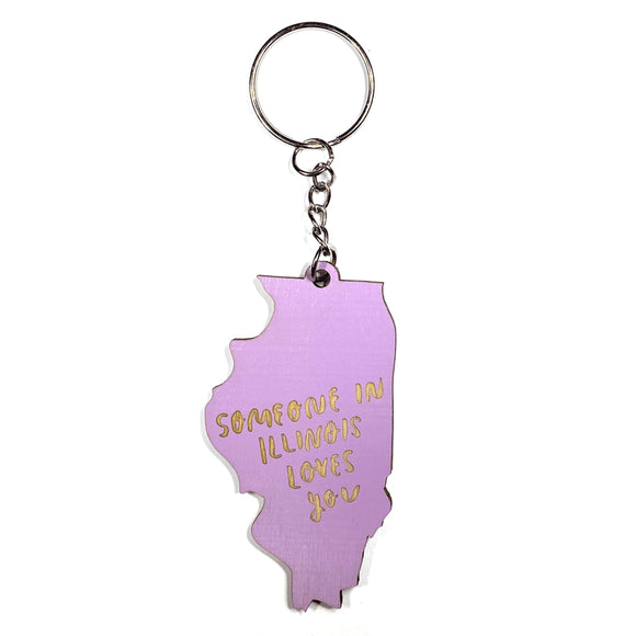 Photograph of Laser-engraved Someone in Illinois Loves You Keychain