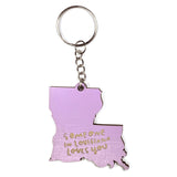 Photograph of Laser-engraved Someone in Louisiana Loves You Keychain