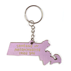Photograph of Laser-engraved Someone in Massachusetts Loves You Keychain