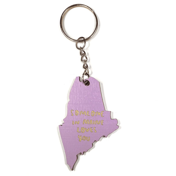 Photograph of Laser-engraved Someone in Maine Loves You Keychain