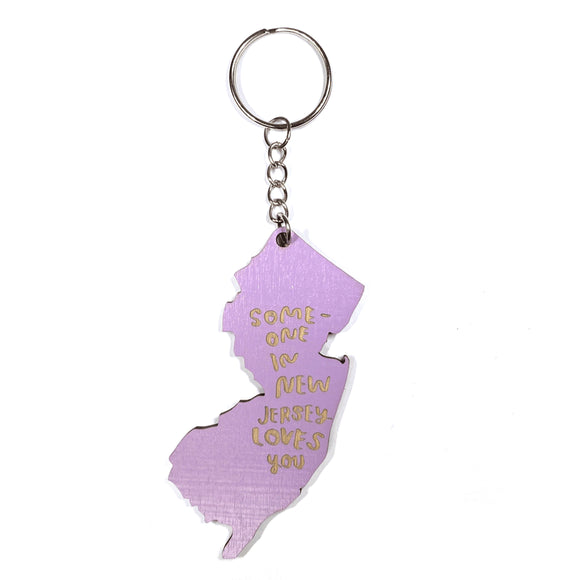 Photograph of Laser-engraved Someone in New Jersey Loves You Keychain