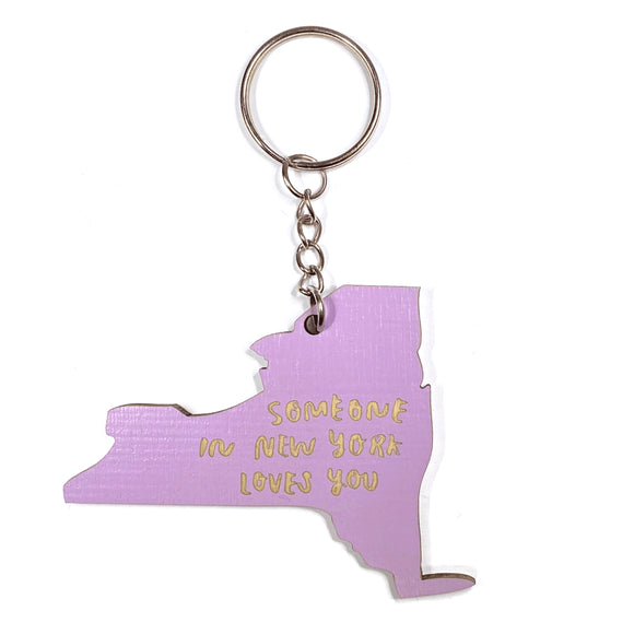 Photograph of Laser-engraved Someone in New York Loves You Keychain
