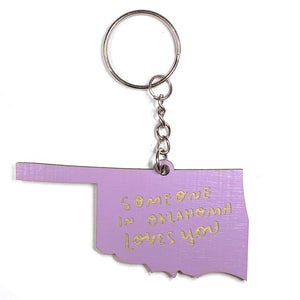 Photograph of Laser-engraved Someone in Oklahoma Loves You Keychain