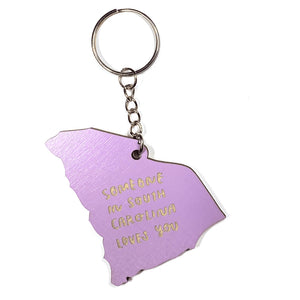 Photograph of Laser-engraved Someone in South Carolina Loves You Keychain
