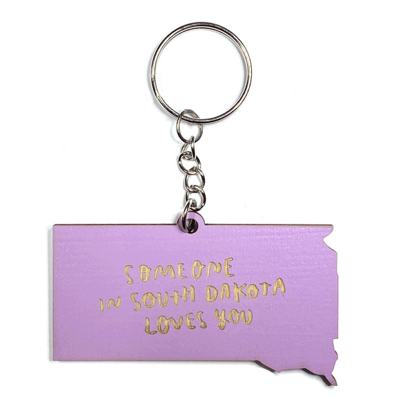 Photograph of Laser-engraved Someone in South Dakota Loves You Keychain