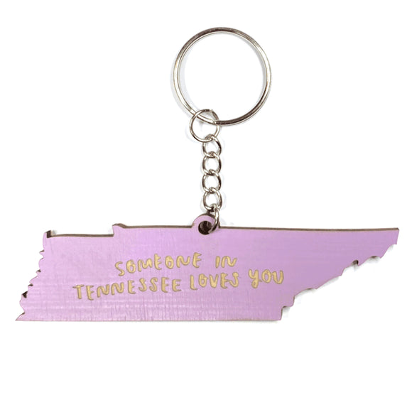 Photograph of Laser-engraved Someone in Tennessee Loves You Keychain