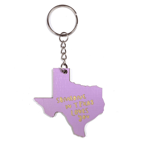 Photograph of Laser-engraved Someone in Texas Loves You Keychain