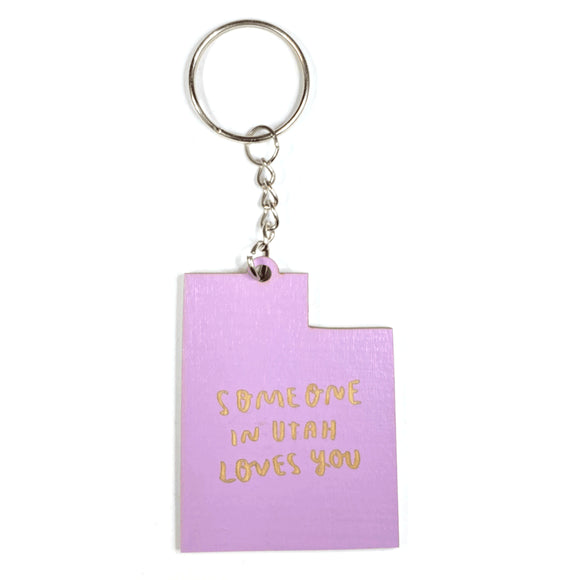 Photograph of Laser-engraved Someone in Utah Loves You Keychain