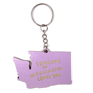 Photograph of Laser-engraved Someone in Washington Loves You Keychain