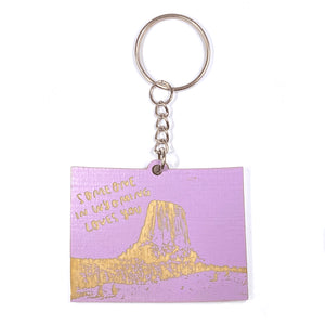 Photograph of Laser-engraved Someone in Wyoming Loves You Keychain