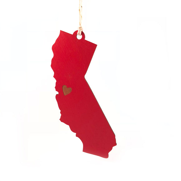 Photograph of Laser-engraved California Heart Ornament - Small