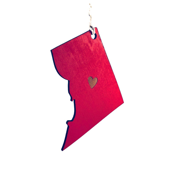 Photograph of Laser-engraved District of Columbia Heart Ornament - Small