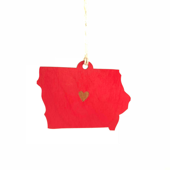 Photograph of Laser-engraved Iowa Heart Ornament - Small