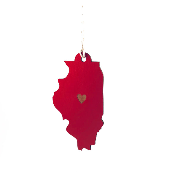 Photograph of Laser-engraved Illinois Heart Ornament - Large