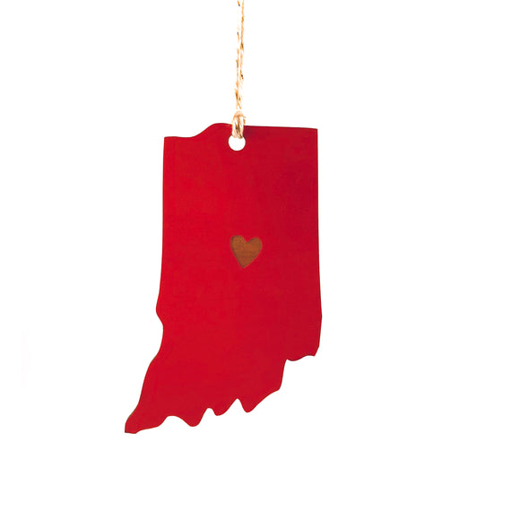 Photograph of Laser-engraved Indiana Heart Ornament - Small