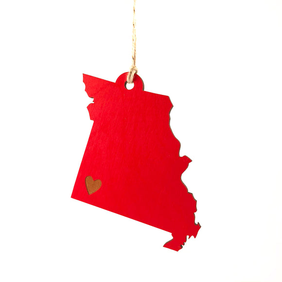 Photograph of Laser-engraved Missouri Heart Ornament - Small