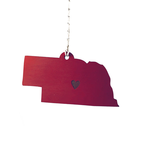 Photograph of Laser-engraved Nebraska Heart Ornament - Large