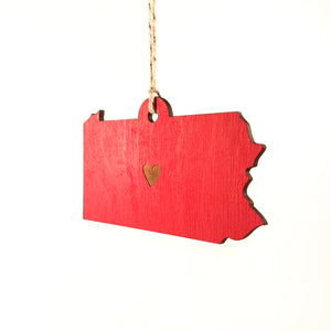 Photograph of Laser-engraved Pennsylvania Heart Ornament - Small