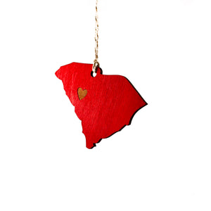 Photograph of Laser-engraved South Carolina Heart Ornament - Small