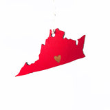 Photograph of Laser-engraved Virginia Heart Ornament - Large
