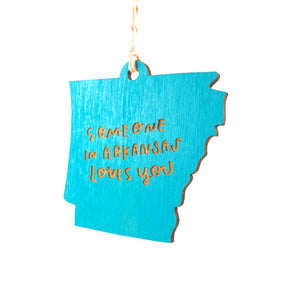 Photograph of Laser-engraved Someone in Arkansas Loves You Ornament - Small