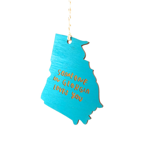 Photograph of Laser-engraved Someone in Georgia Loves You Ornament - Small