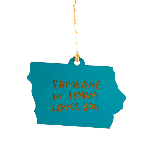 Photograph of Laser-engraved Someone in Iowa Loves You Ornament - Small