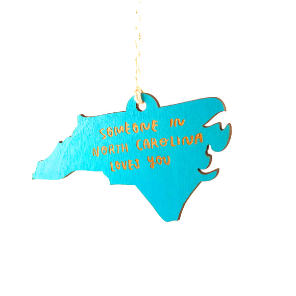 Photograph of Laser-engraved Someone in North Carolina Loves You Ornament - Large