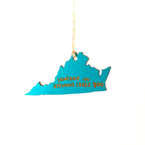 Photograph of Laser-engraved Someone in Virginia Loves You Ornament - Small