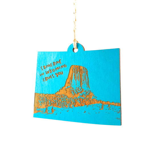 Photograph of Laser-engraved Someone in Wyoming Loves You Ornament - Small