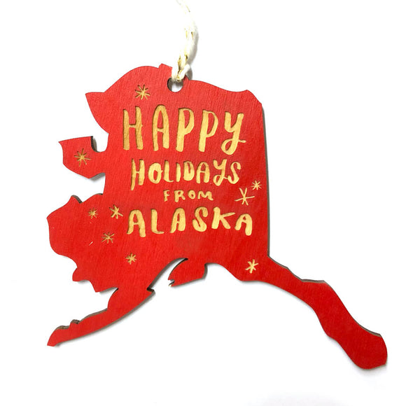 Photograph of Laser-engraved Happy Holidays from Alaska Ornament - Large