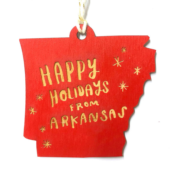 Photograph of Laser-engraved Happy Holidays from Arkansas Ornament - Small