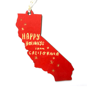 Photograph of Laser-engraved Happy Holidays from California Ornament - Small