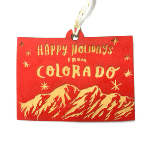 Photograph of Laser-engraved Happy Holidays from Colorado Ornament - Small