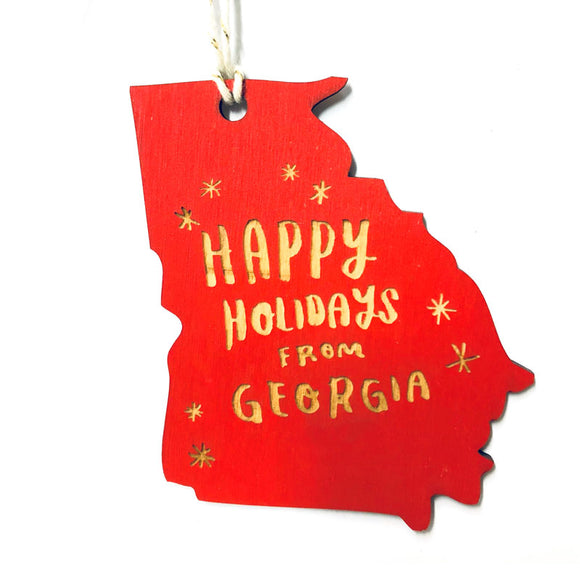 Photograph of Laser-engraved Happy Holidays from Georgia Ornament - Large