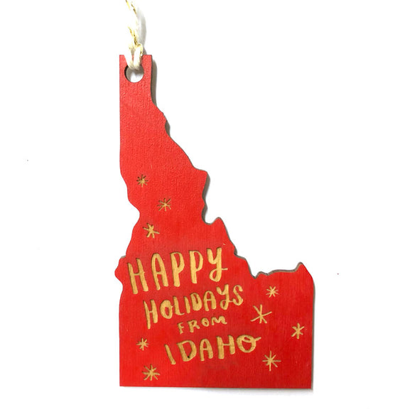 Photograph of Laser-engraved Happy Holidays from Idaho Ornament - Large