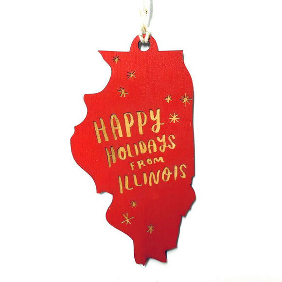 Photograph of Laser-engraved Happy Holidays from Illinois Ornament - Large
