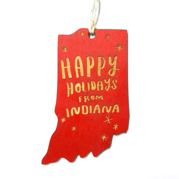 Photograph of Laser-engraved Happy Holidays from Indiana Ornament - Small