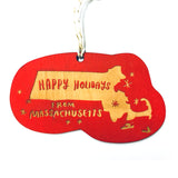 Photograph of Laser-engraved Happy Holidays from Massachusetts Ornament - Large