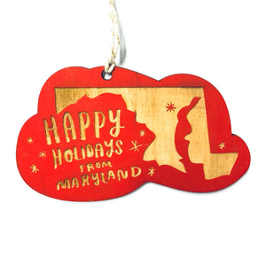 Photograph of Laser-engraved Happy Holidays from Maryland Ornament - Large