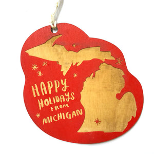 Photograph of Laser-engraved Happy Holidays from Michigan Ornament - Small