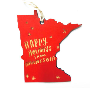 Photograph of Laser-engraved Happy Holidays from Minnesota Ornament - Large