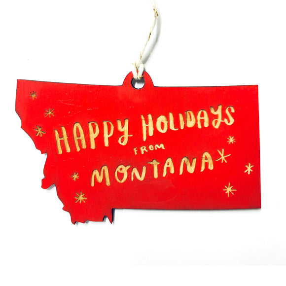 Photograph of Laser-engraved Happy Holidays from Montana Ornament - Large