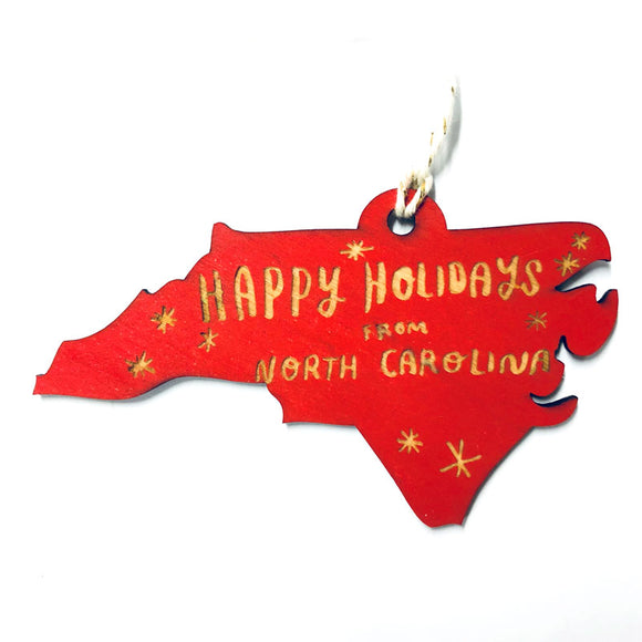 Photograph of Laser-engraved Happy Holidays from North Carolina Ornament - Small